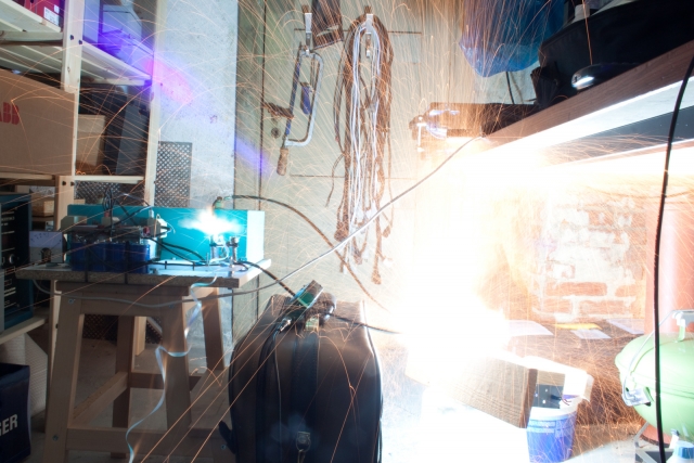capacitor bank  steel wool explosion