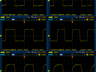 Tube amplifier 6P45S  square wave test 400Hz to 20kHz