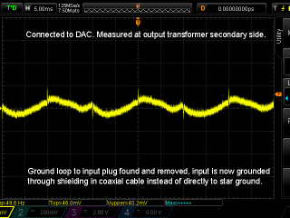 Tube amplifier 6P45S  noise test ground loop removed