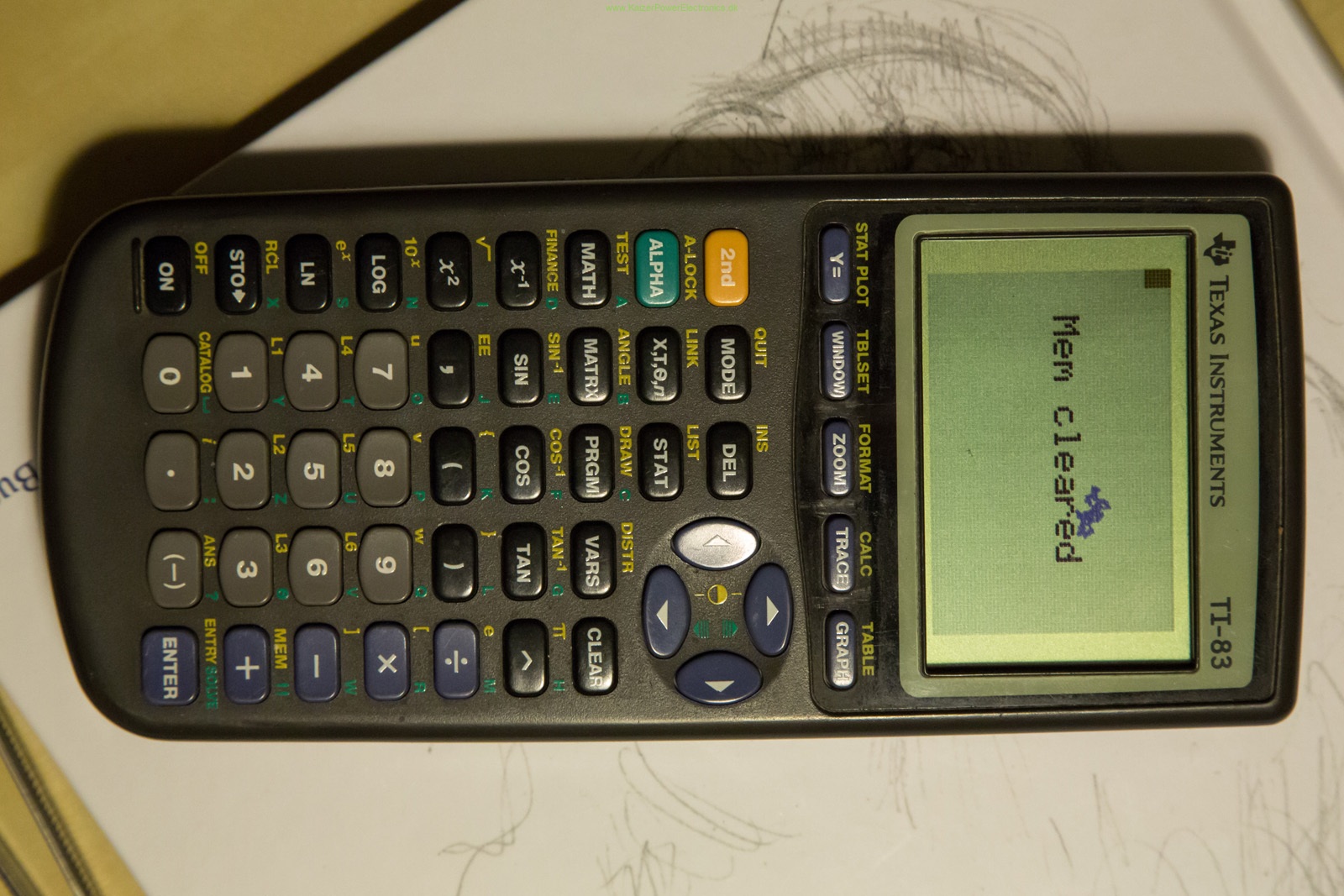 Texas Instruments TI-83 calculator display repaired and test