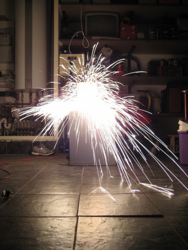 capacitor bank steel wool explosion